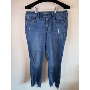 Old Navy Curvy Skinny Jean Capris Women's Size 8 Short Distressed Hem